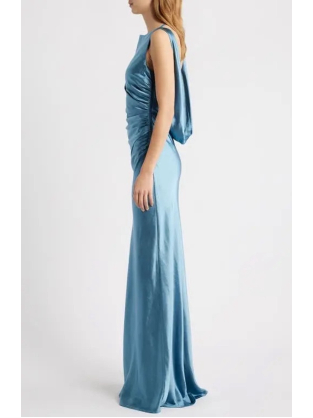 Women's Lucy Paris Satin Maxi Dress Blue Size S - Picture 2 of 16